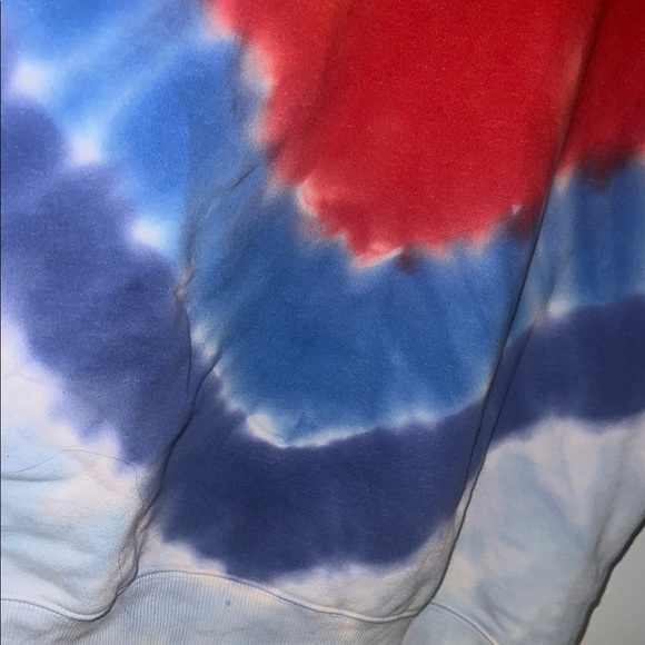 Red and Blue Tie-Dye Men's Sweater - Picture 3 of 6